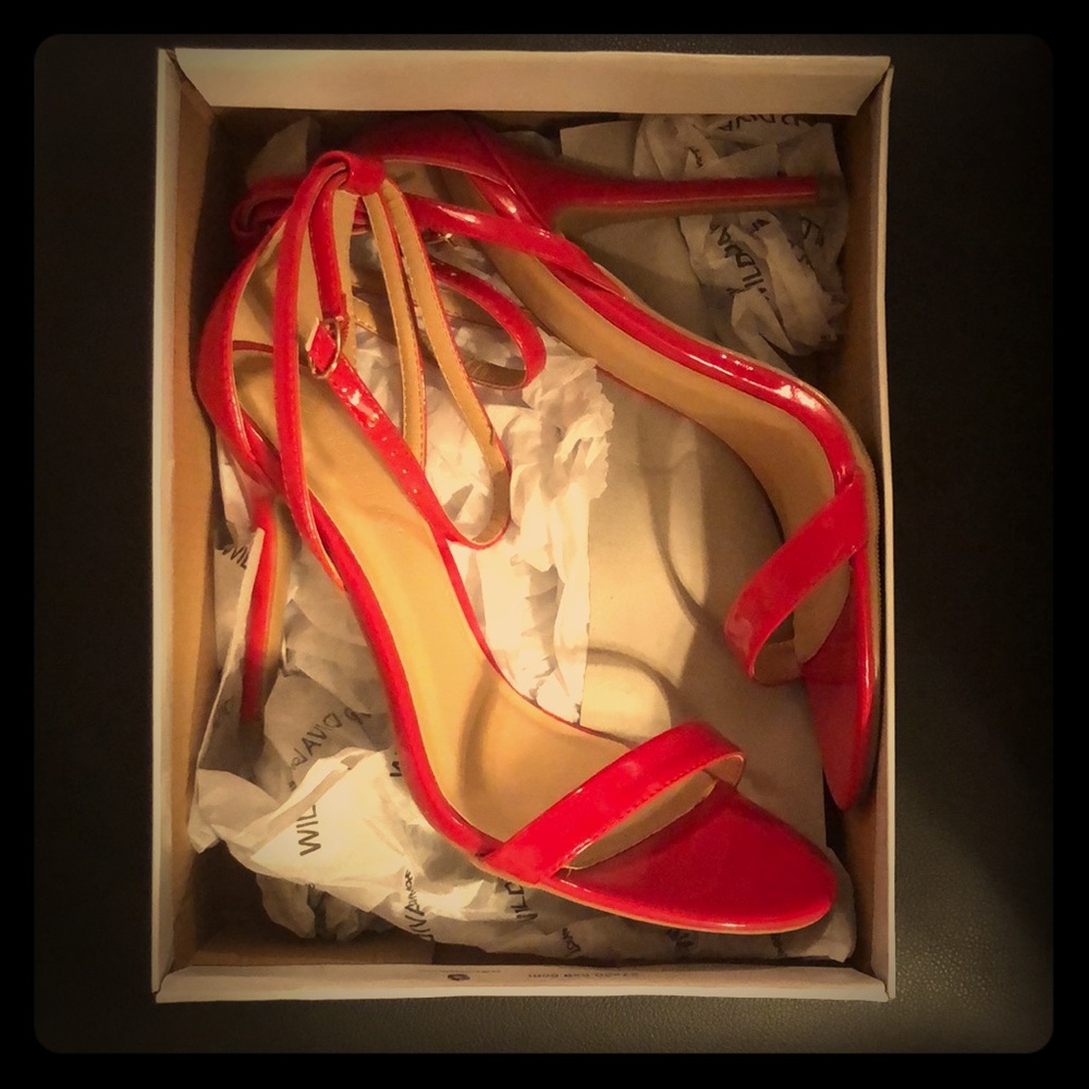Brand New Red single strap heels! Size 9!